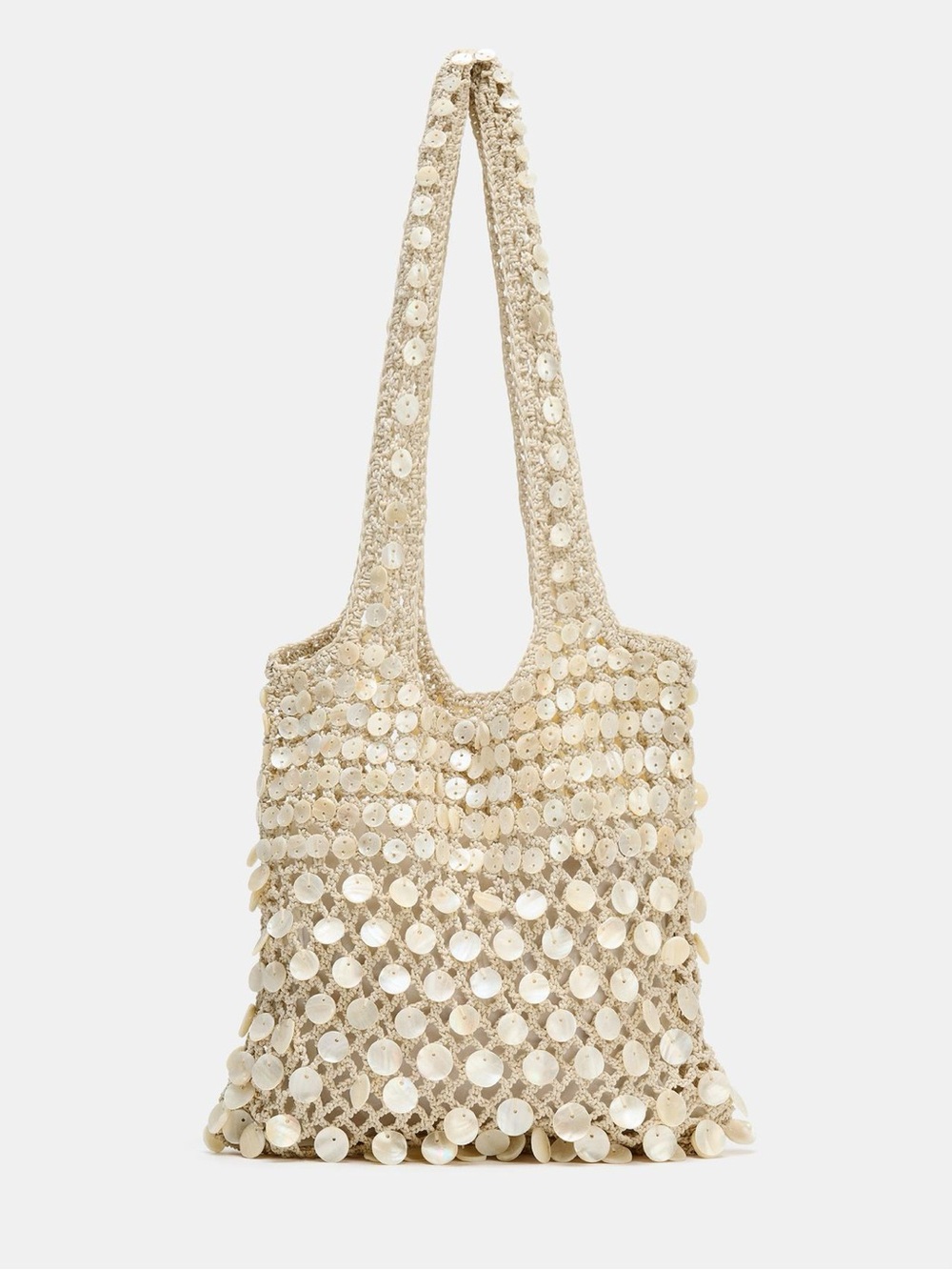 NWT Zara Beaded Shoulder Bag Light Beige